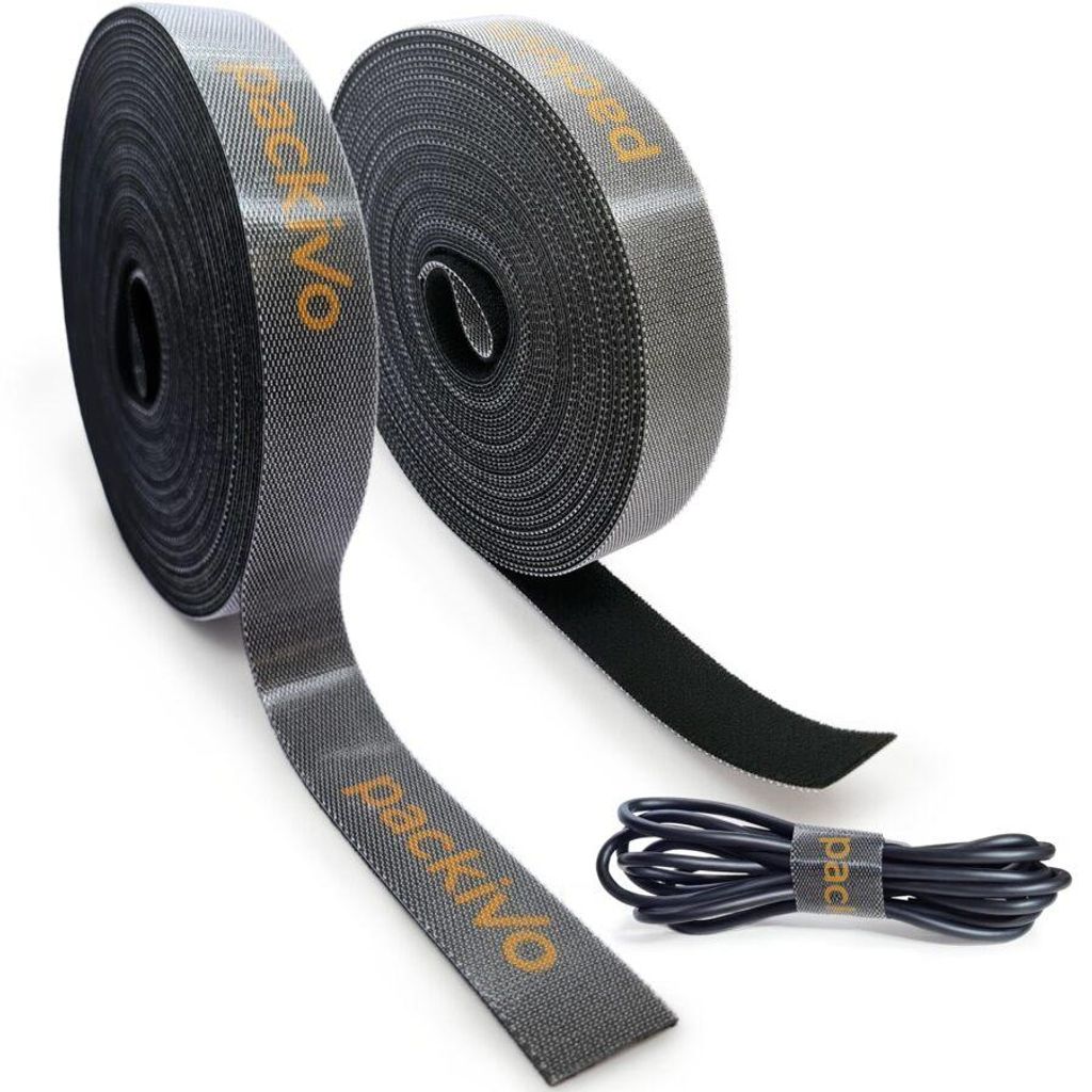 PACKIVO Klettband Kabelbinder Kabelclip Kabelmanagement wiederverwendbar beidseitig - 2cm x 10m