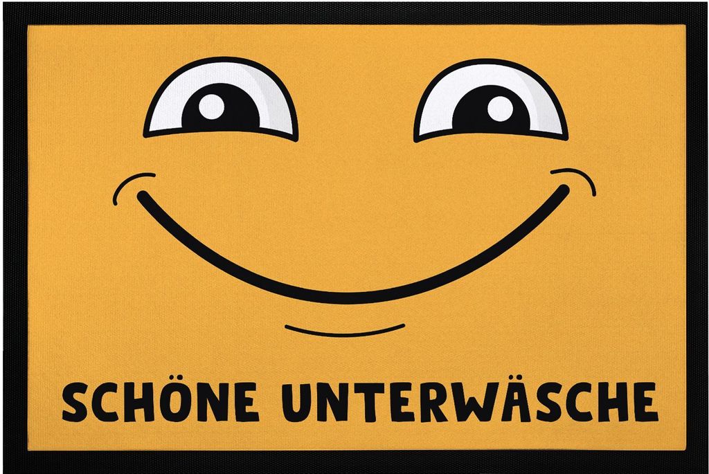 Fußmatte mit Spruch Schöne Unterwäsche grinsendes Gesciht Produktbild 