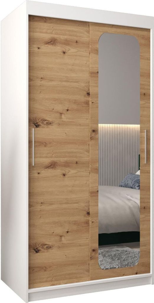 MEBLE KRYSPOL Promo 2100 Schlafzimmerschrank zwei Schiebetüren - Mattweiß + Artisan