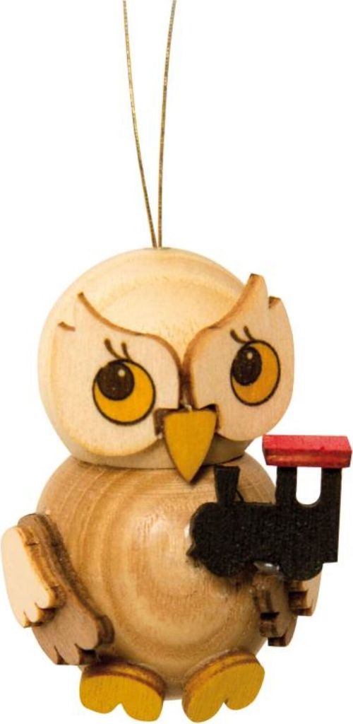 Christbaumschmuck Eulenkind mit Lok (4cm) von Drechslerei Kuhnert