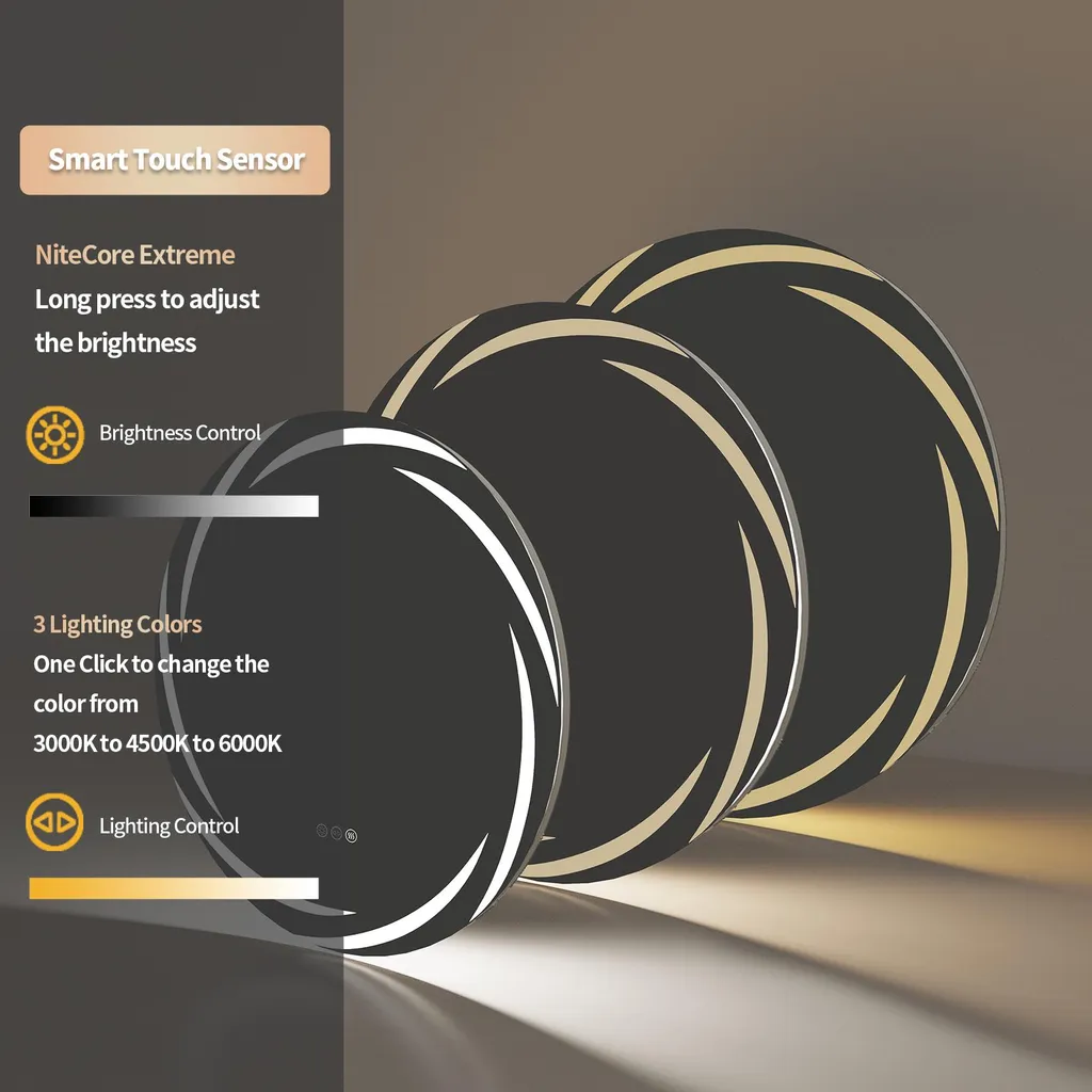 Miroir de salle de bain LED Vrygle rond 60 cm avec rétroéclairage design - 11