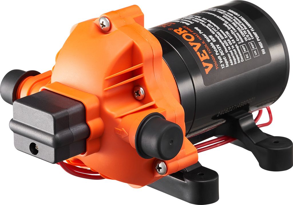 VEVOR 12-V-Membranpumpe, Durchflussrate von 1,8 GPM (6,81 l/min), ausgestattet mit 3-Kammer-Design, 12-Volt-Gleichstrombetrieb mit automatischem Dr...