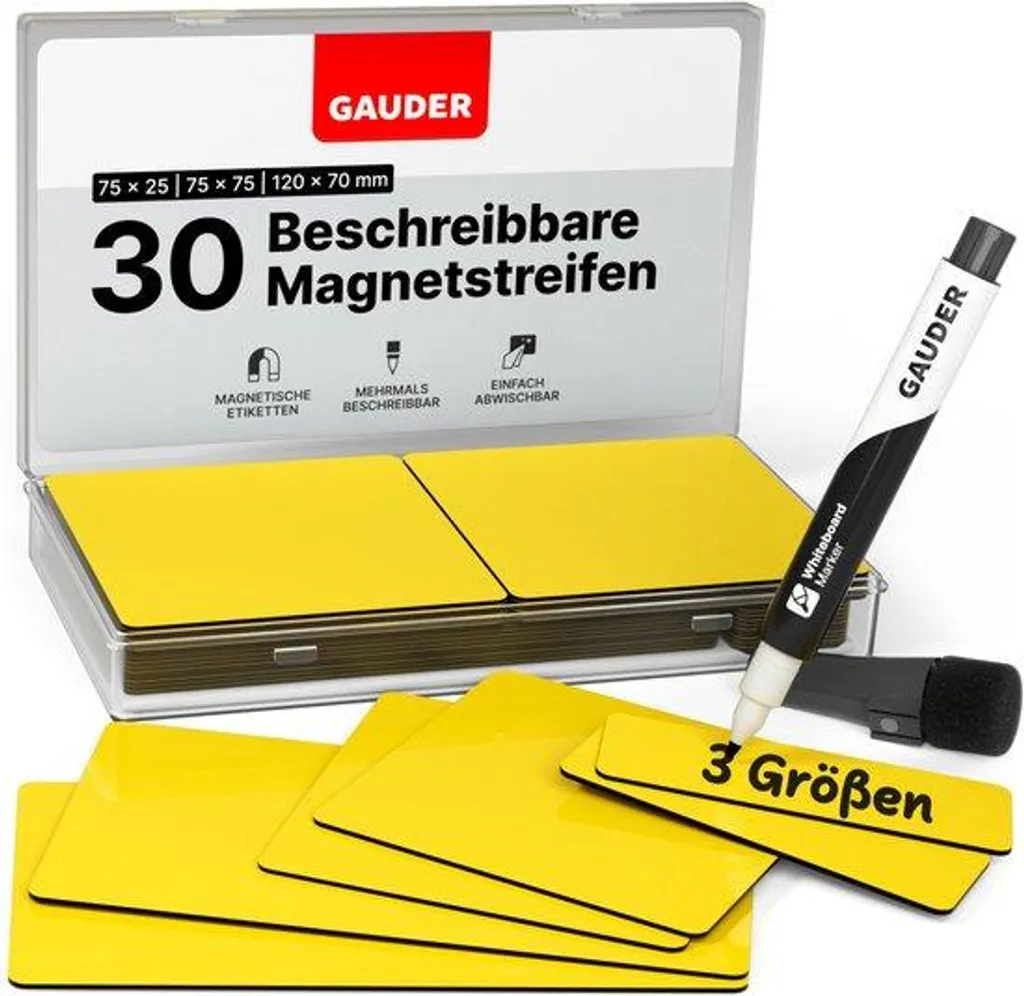 Étiquettes magnétiques réutilisables - Lot de 30 magnets en 3 tailles