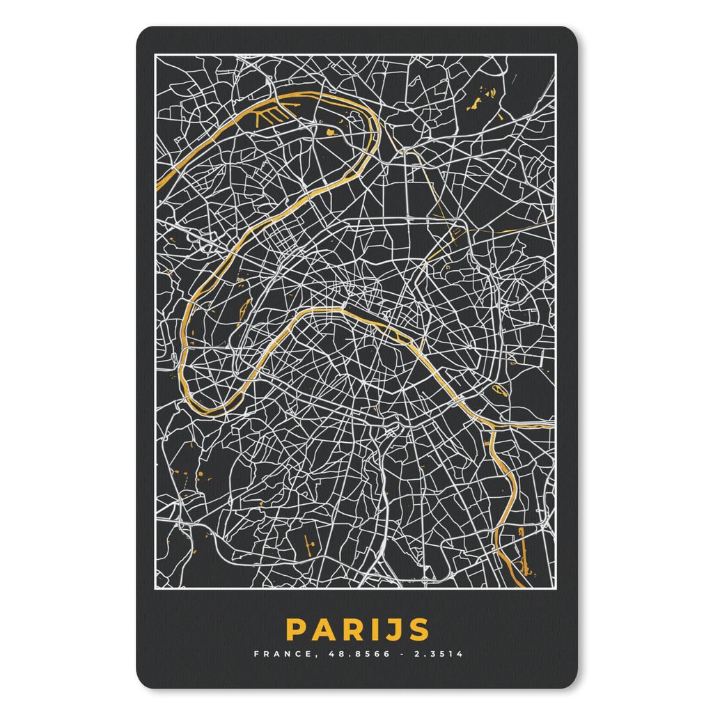 MuchoWow Mauspad Mousepad Paris - Stadtplan - Gold - Karte 18x27 cm - Mousepads - Maus Mat - Pad - Mausunterlage