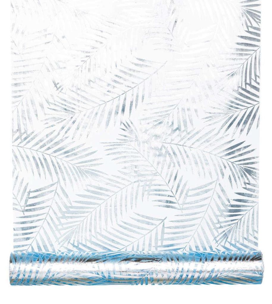 1 Rolle Organza FARN Dekostoff Tischläufer 35cm/3m Hellblau-Silber