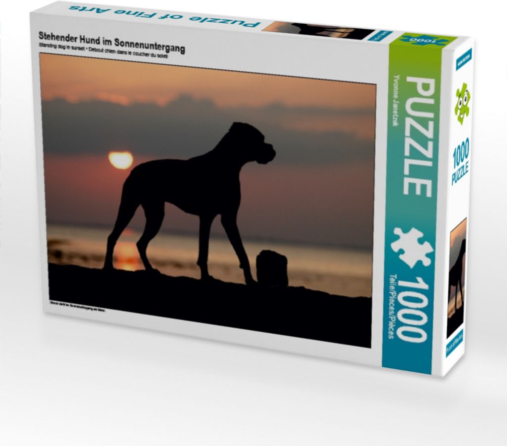 Calvendo Stehender Hund im Sonnenuntergang 1000 Teile Puzzle quer 640x480mm, Janetzek Yvonne; 7453921