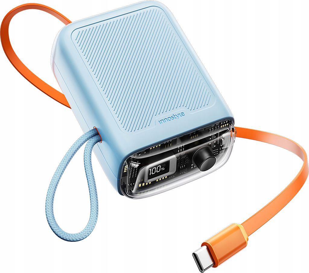 Innostyle Mini Powerbank 10000Mah 2X Usb-C Typ C 33W Erweiterbar Usb-C Kabel