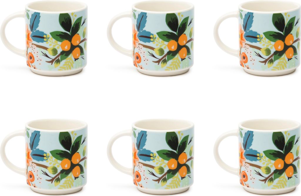 Excelsa Set 6 Espressotassen Fiori Frida aus bunter New Bone China