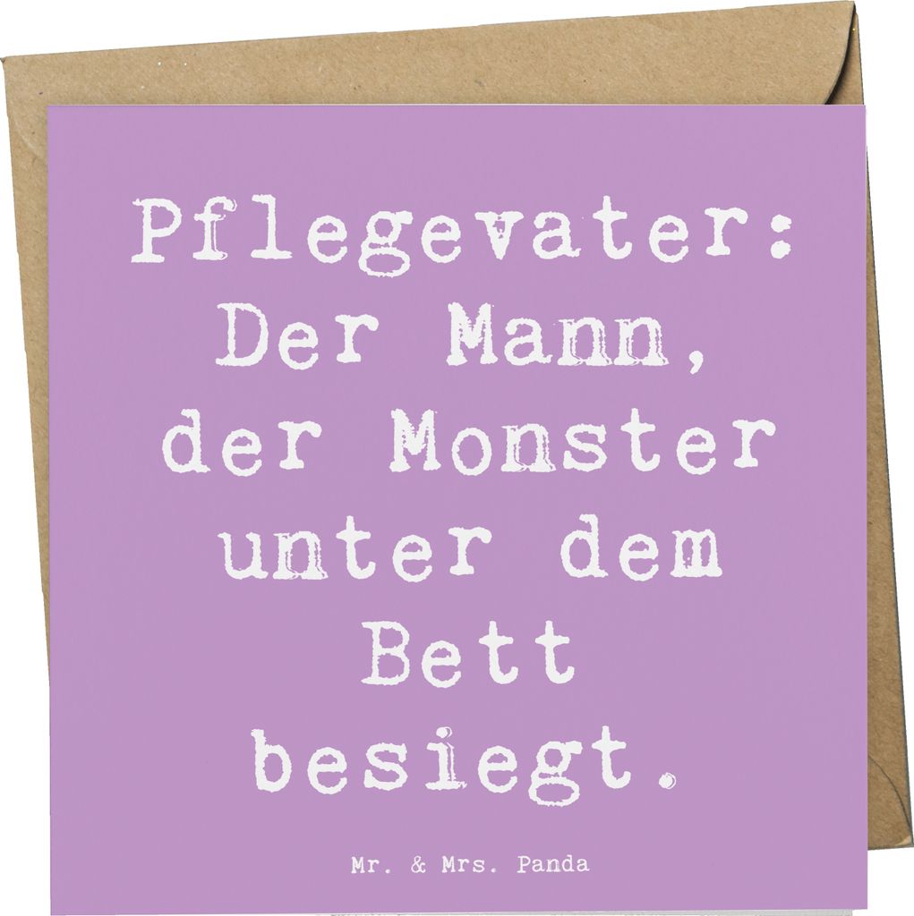 Mr. & Mrs. Panda faltkarte Spruch Pflegevater Held - Lavendeltraum - Geschenk, Geborgenheit, anlasskarte, Sicherheit, Kinderängste, Klappkarte, li...