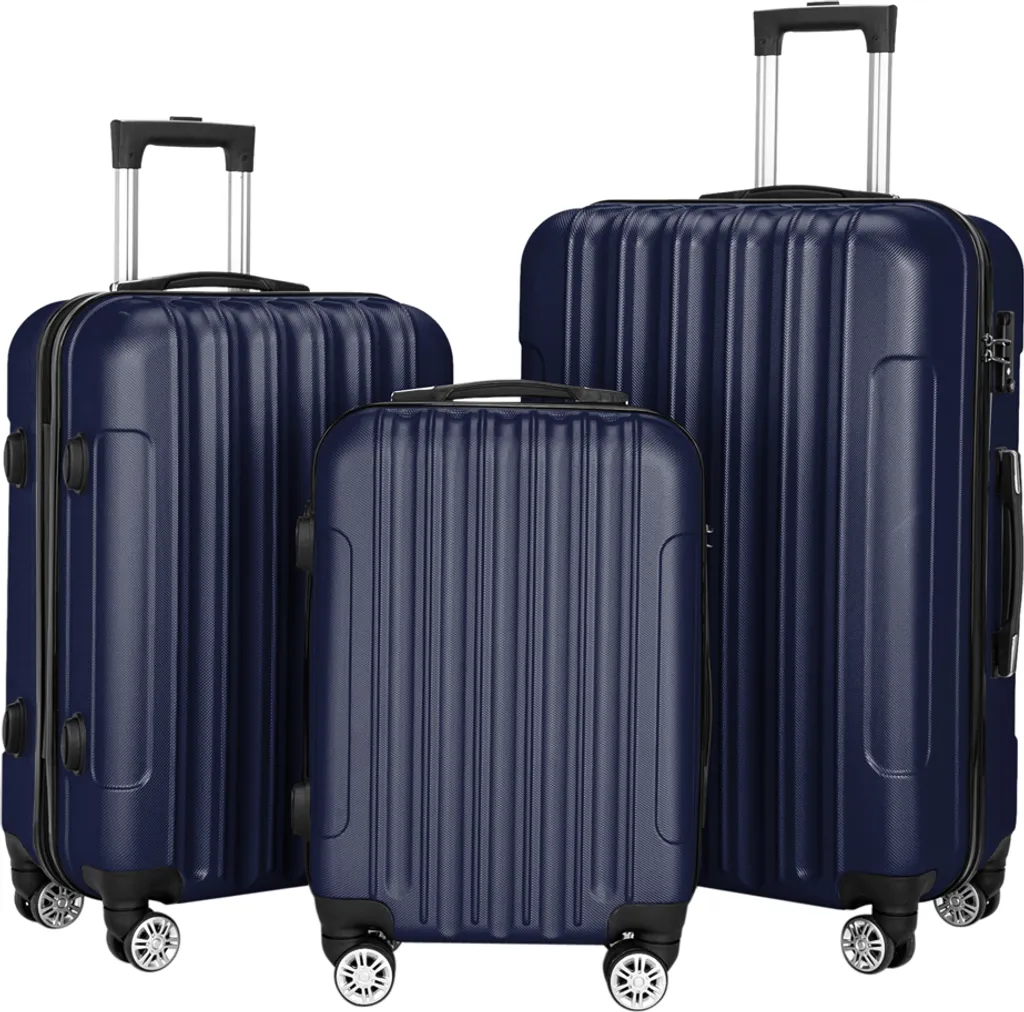 Set de valises rigides bleu marine comprenant 3 trolleys de voyage