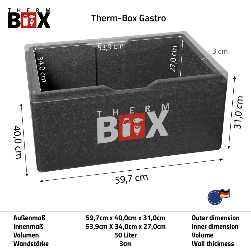 Thermobox, EPP 60 x 40 x 28 cm schwarz Gastro-Norm 1/1