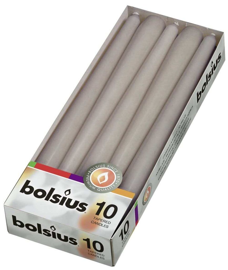 Bolsius Gotische Kerzen Taupe 24.5 cm - 10 Stücke Produktbild 