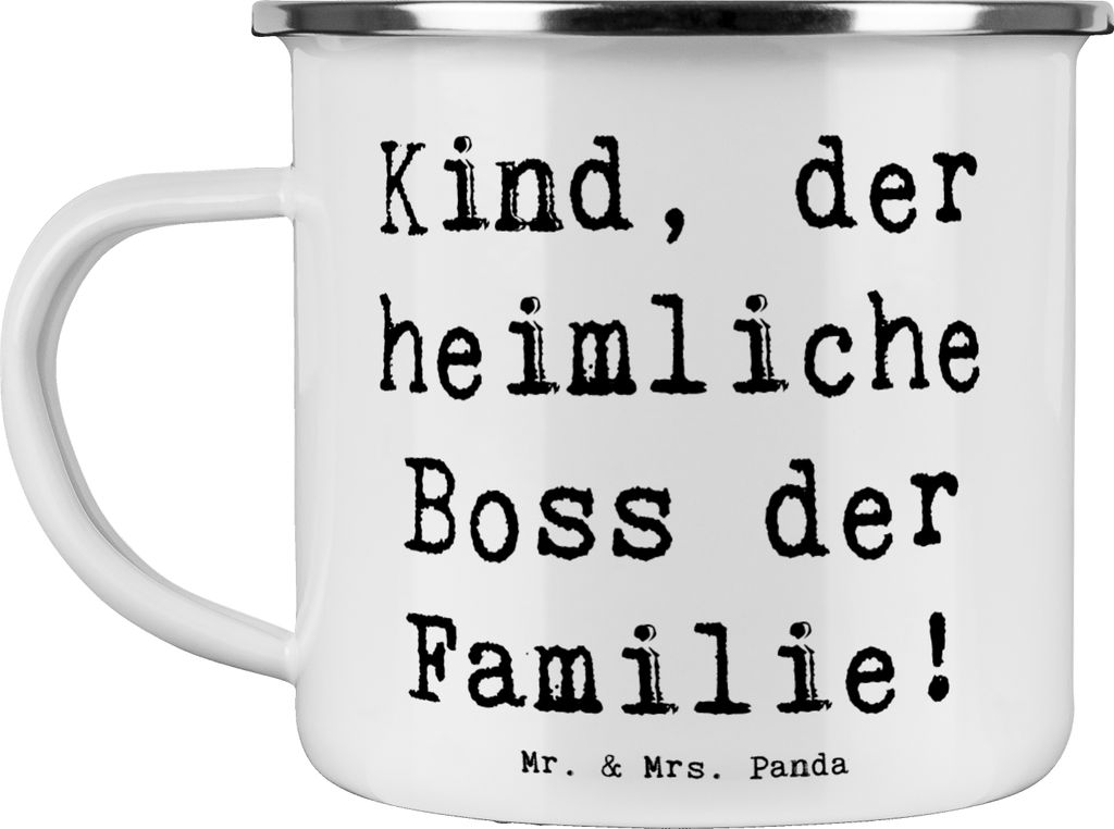 Mr. & Mrs. Panda Tasse Emaille Spruch Kind Heimliche Führungskraft - Weiß - Geschenk, Pott, Freude, Geschenke, handgefertigt, Haferl, becher, Ein...