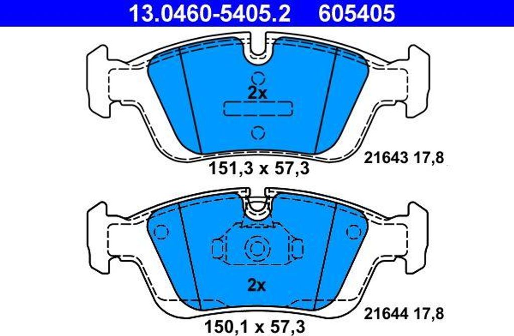 ATE 13.0460-5405.2 Bremsbelagsatz, Scheibenbremse OE 34111161445 kompatibel mit 3er E36, 3er E46, Z3er E36, Z4er E85