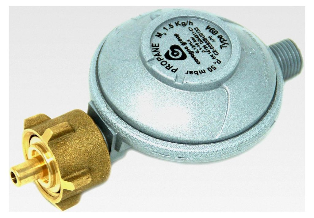 Niederdruckregler 50mbar 1,5kg/h - Gasdruckregler für Gasgrill, Heizstrahler, Terrassenstrahler, Kocher