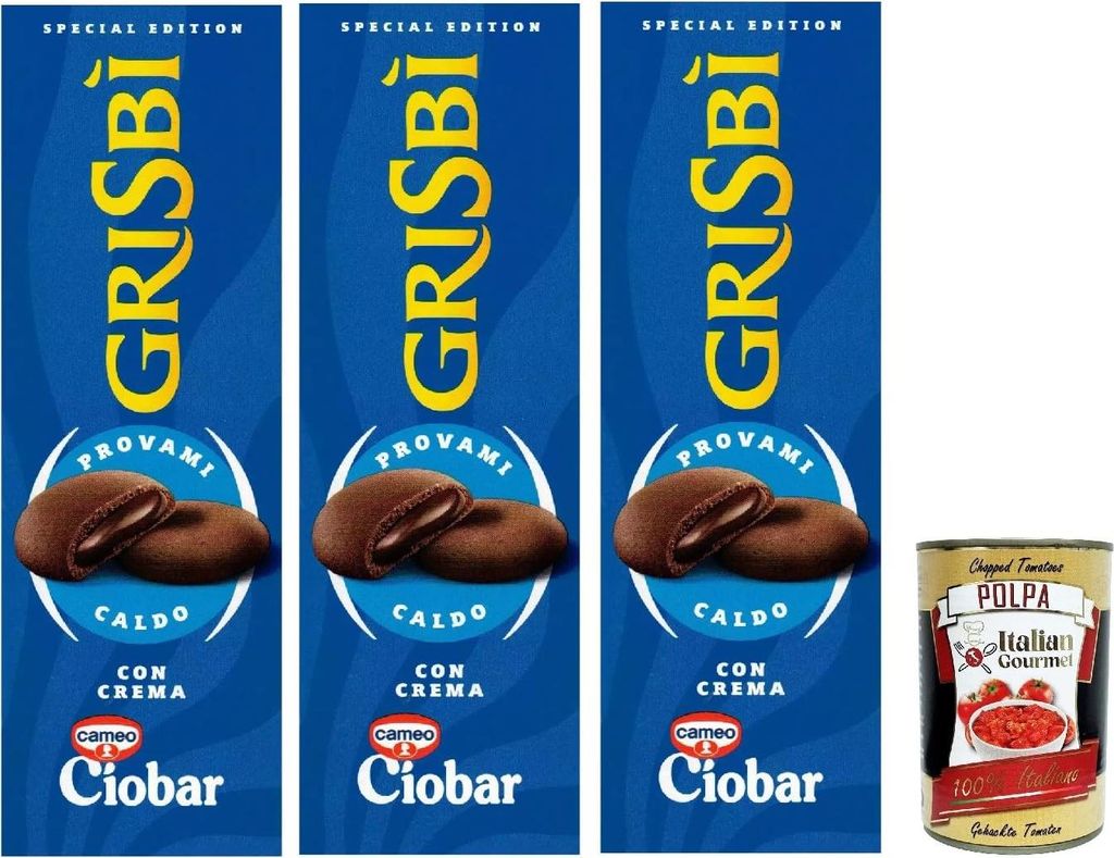 Grisbi Crema Ciobar, Biscotti Frolle Ripiene di Morbida Crema al Ciobar, Mürbeteigkekse gefüllt mit weicher Ciobar-Creme, biscuits, 3x 112g + Ita...