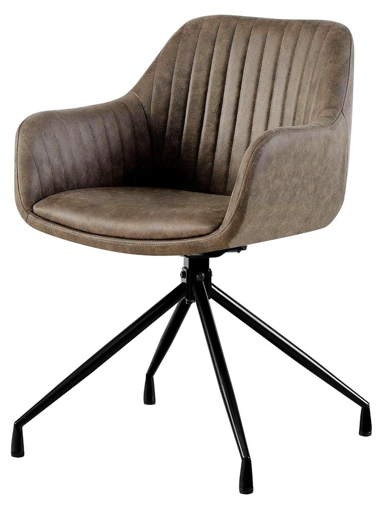 Esszimmerstuhl Welby I Bezug aus Samt oder Kunstleder | 180° drehbar | Gepolstert | Metallgestell | Modern und bequem, Farbe: grau, Material: Vint...
