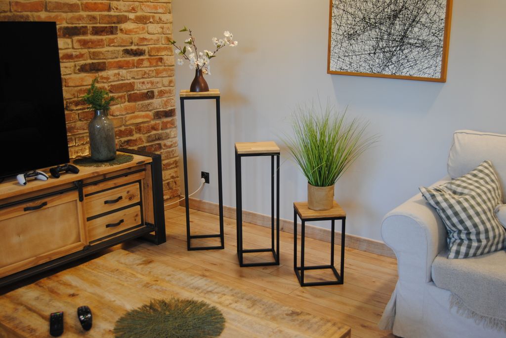 HMP Blumenständer Blumenladen modern Metall echte Eiche Produktbild 8
