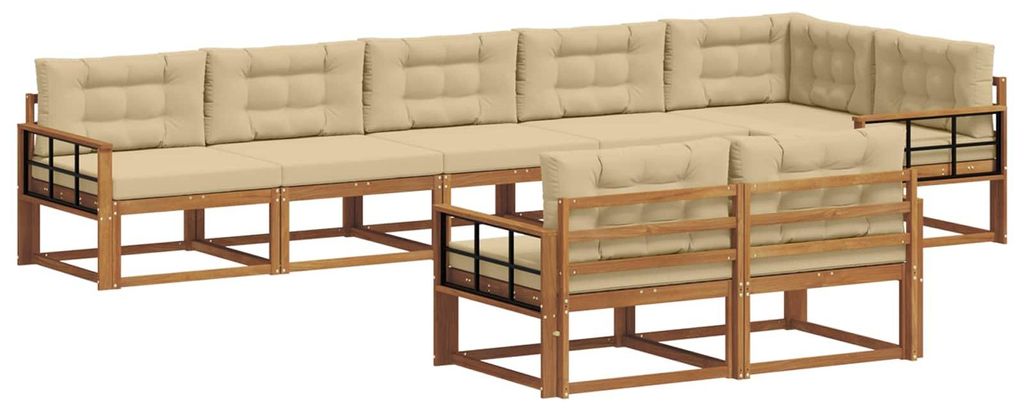 Hochwertigen Möbel Outdoor-Sofa garnitur moderne - Balkonmöbel/Gartenlounge-Set - robust und langlebig - mit Kissen 8 pcs Natur und Beige - Garte...