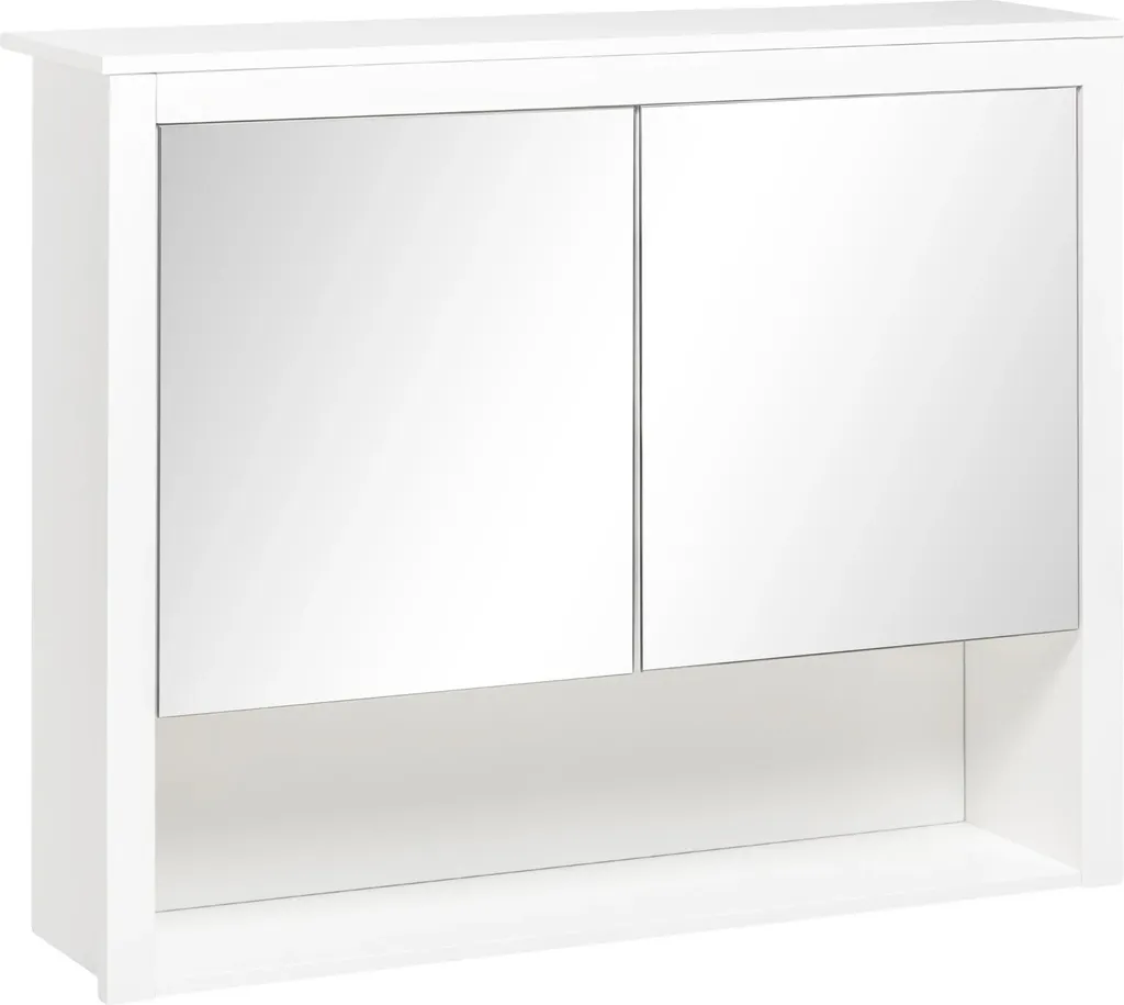 Armoire murale blanche à 2 portes et étagère ouverte - L60 x H58 cm