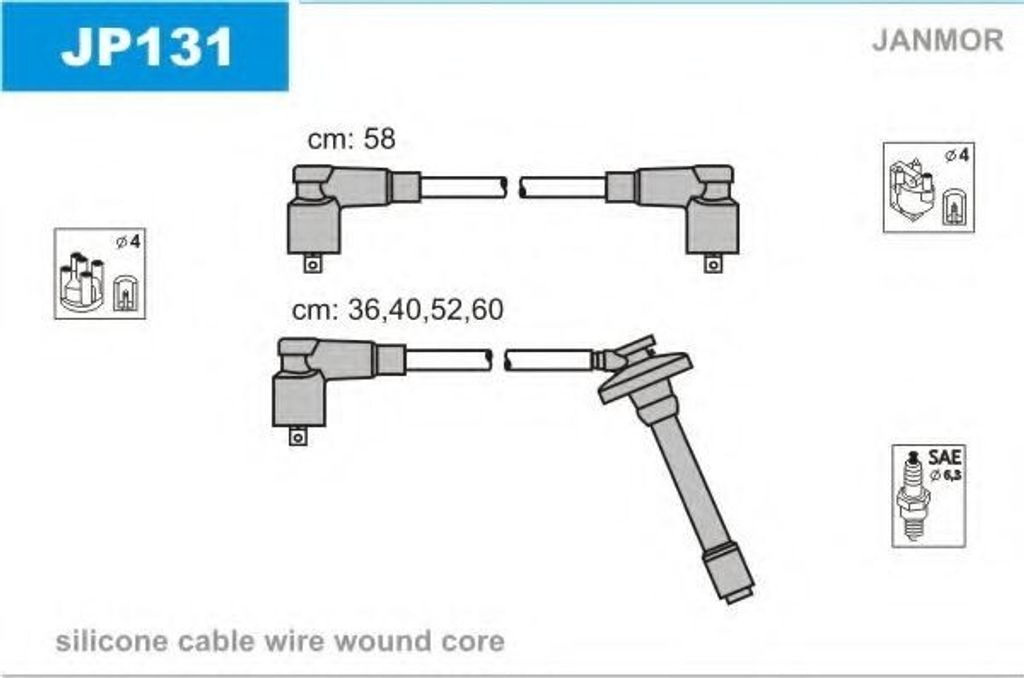 JANMOR JP131 Zündkabelsatz Zündleitungssatz für TOYOTA Avensis Kombi (T22) AVENSIS (T22) AVENSIS Liftback (T22) CARINA E (T19)