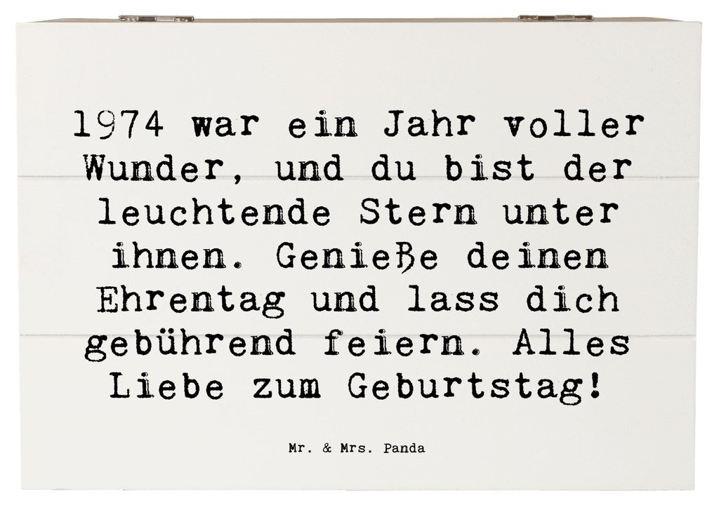 Mr. & Mrs. Panda Box aus Holz Spruch 1974 Geburtstag Stern 22 x 15 cm - Weiß - Geschenk, Jahrgang, Ehrentag genießen, Erinnerungskiste, Glückwun...