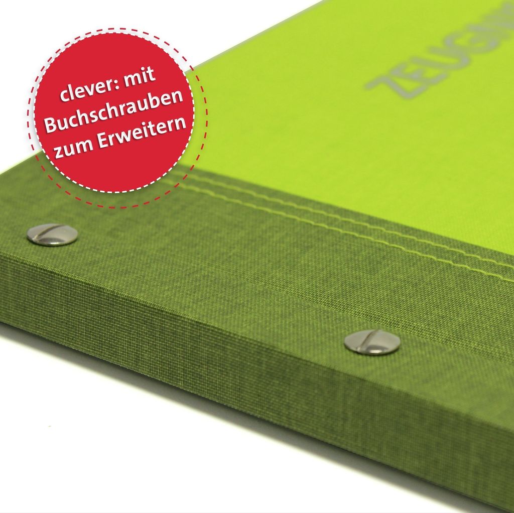 ROTH Zeugnismappe Bicolor mit Buchschrauben - Olive-Green - mit 12 A4 Klarsichthüllen, erweiterbar