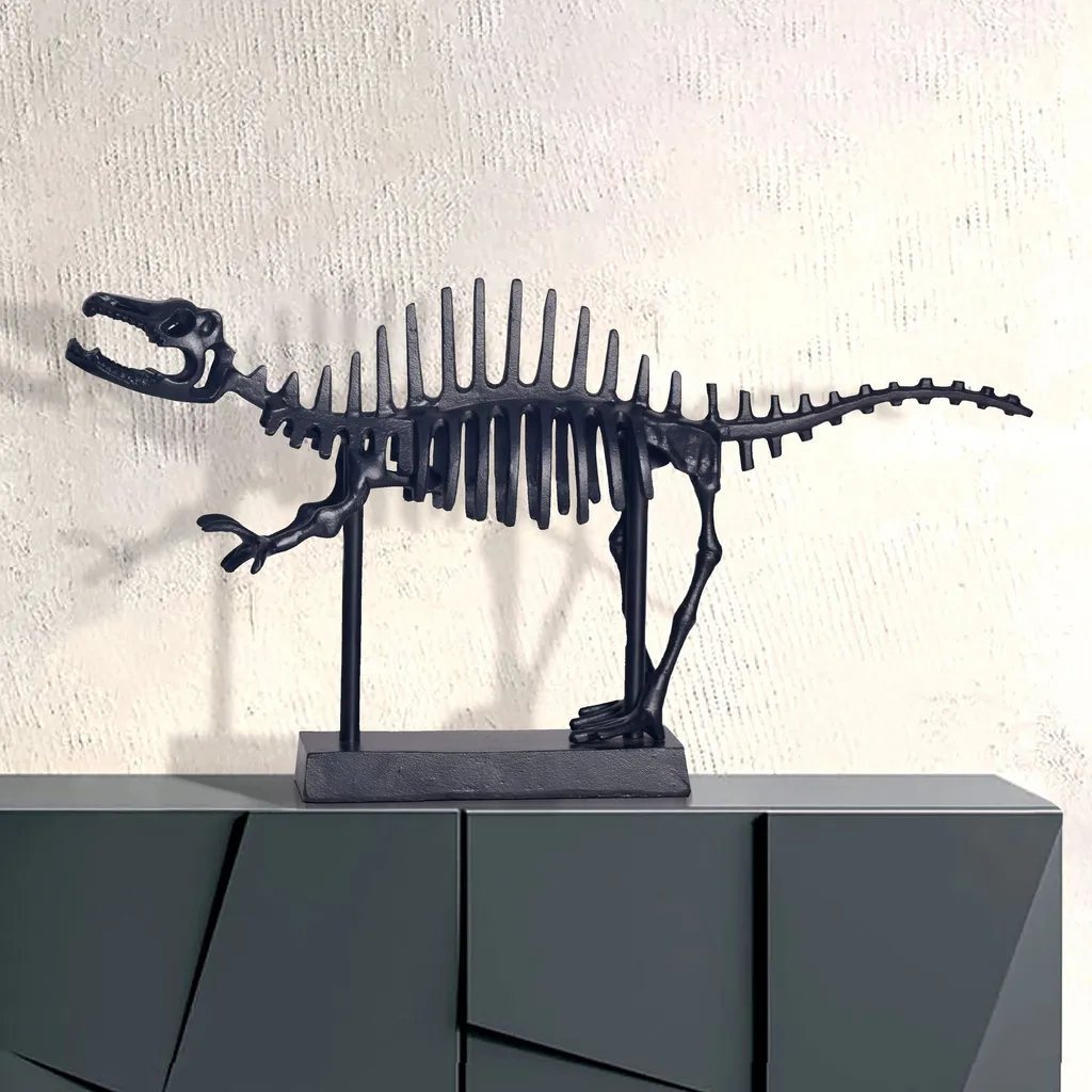 WOHNLING Statua T-Rex Alluminio Nero 62cm - Decorazione Moderna Casa