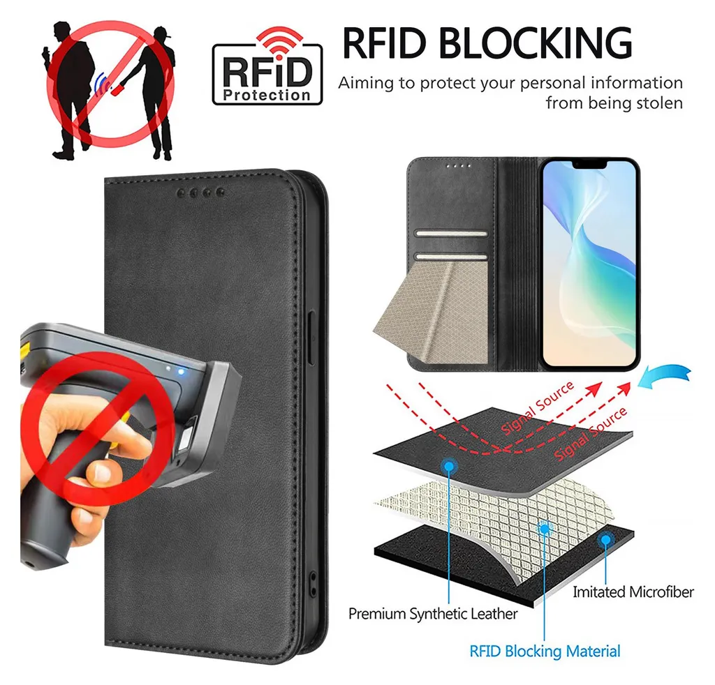 Cover Motorola Edge 30 Neo con Supporto | Pelle Anti-Urto Nera