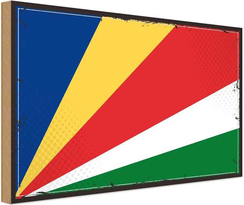 vianmo Holzschild 30x40 cm Seychellen Retro Seychelles Flagge Fahne Wappen