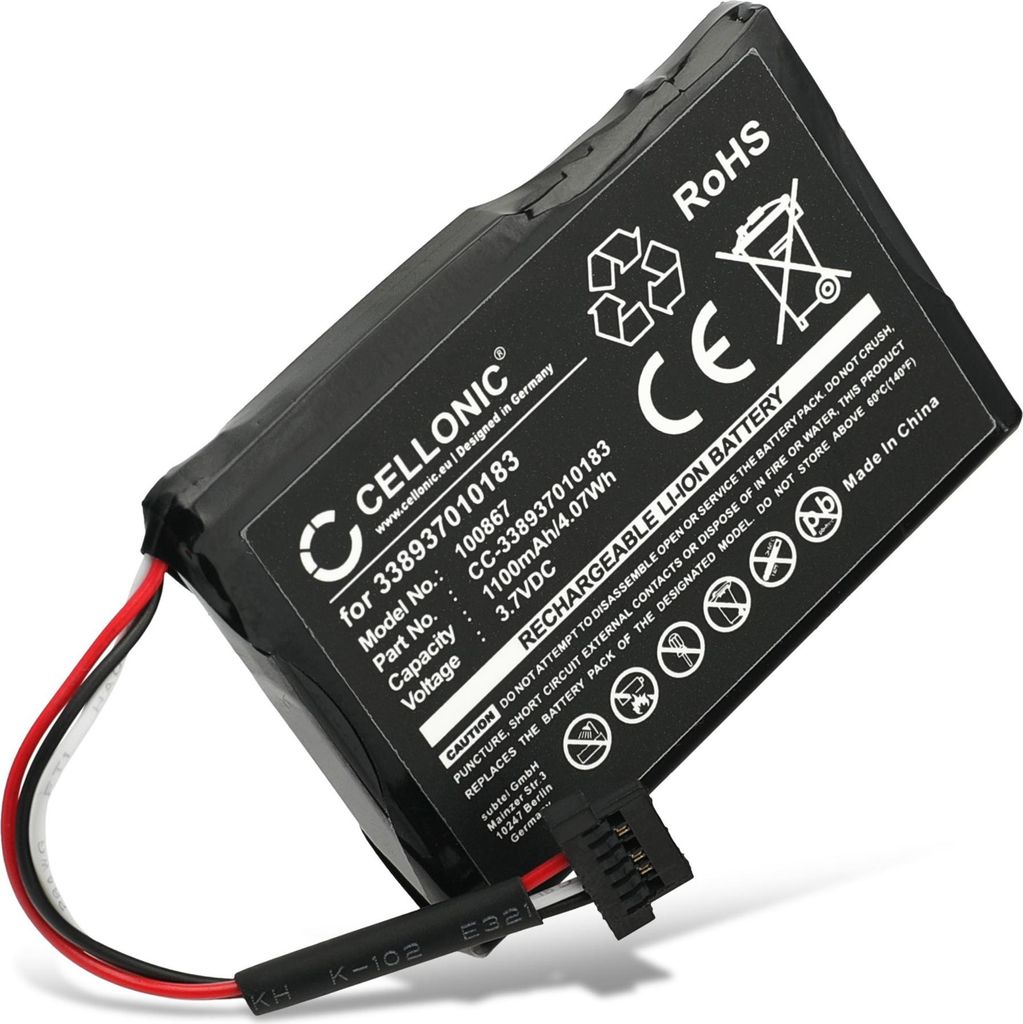 CELLONIC 1x Akku für Navigation Kompatibel mit Mitac Mio Moov Spirit V505 TV, Mio Moov Spirit V735 TV, Mio Spirit 687, M1100 - (1100mAh, 3.7V)