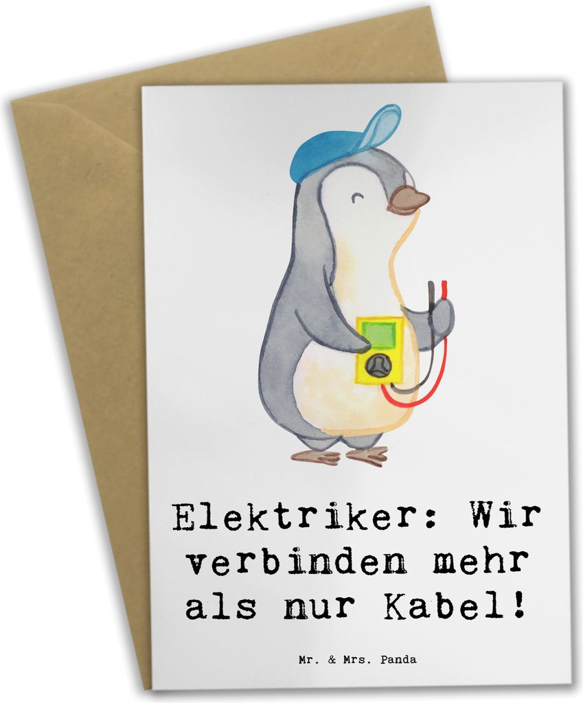Mr. & Mrs. Panda neujahrskarte Elektriker Verbindungen - Weiß - Geschenk, osterkarte, einladungskarten, Elektroinstallationen, kreative Geschenke,...