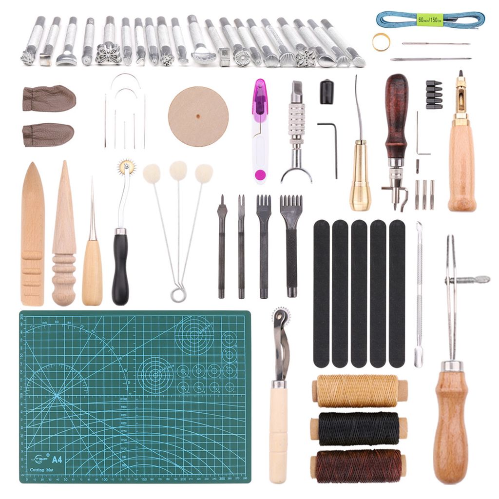 18 Stück Leder Handwerk Hand Nähte Näh Werkzeug Set DIY Kit Nähzeug Zubehör Tool 