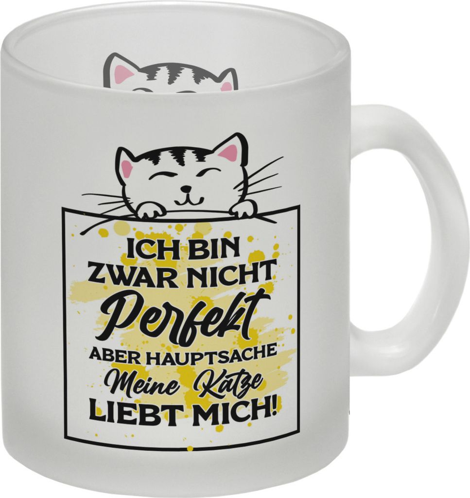 Meine Katze liebt mich Katzen Spruch Glas Tasse für Katzenliebhaber
