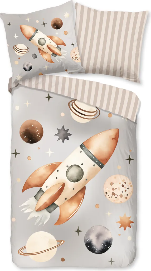 Copripiumino Good Morning 135x200 cm per Bambini Grigio 100% Cotone