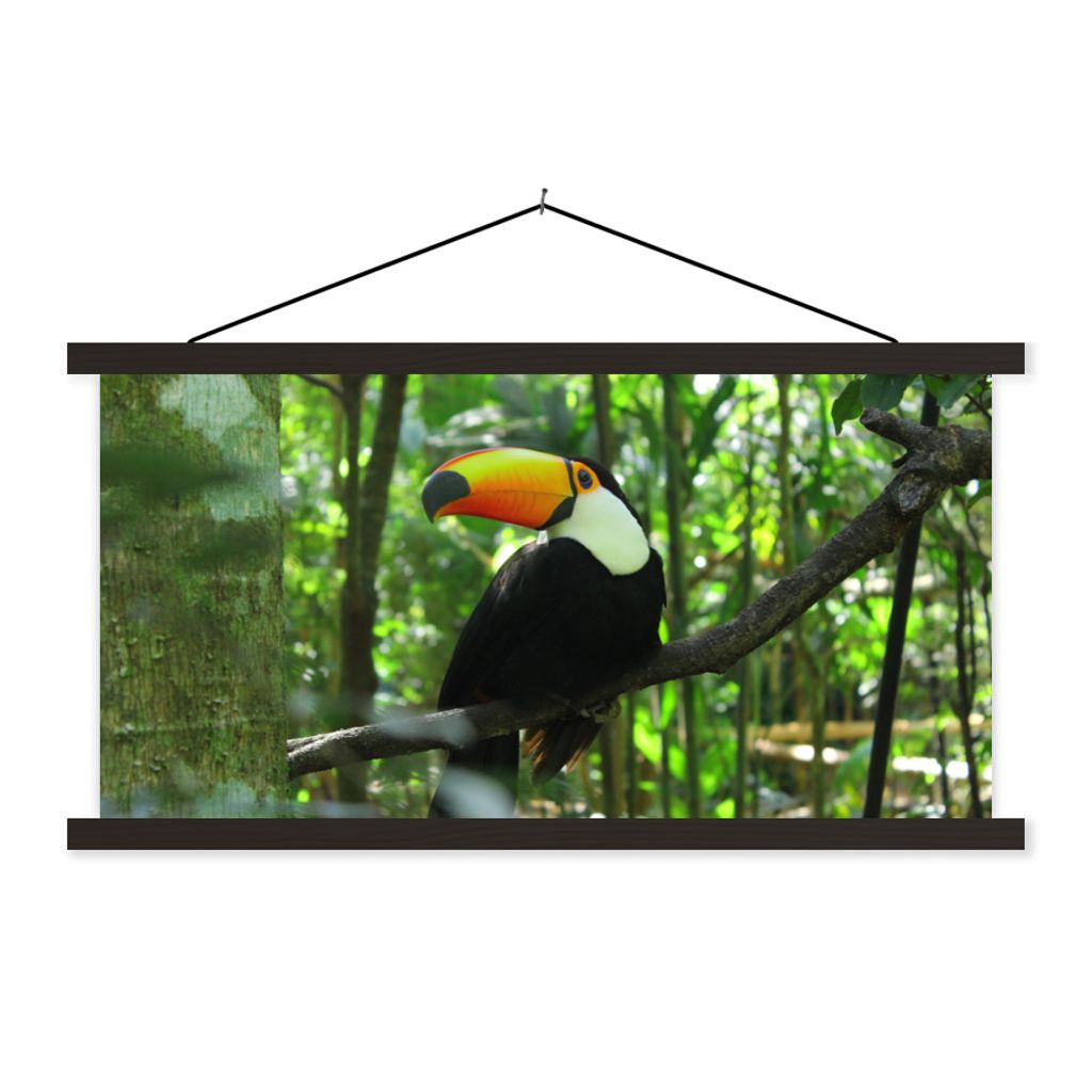 MuchoWow Textilposter Tukan im Baum 150x75 cm mit schwarzem Rahmen - Posterleiste