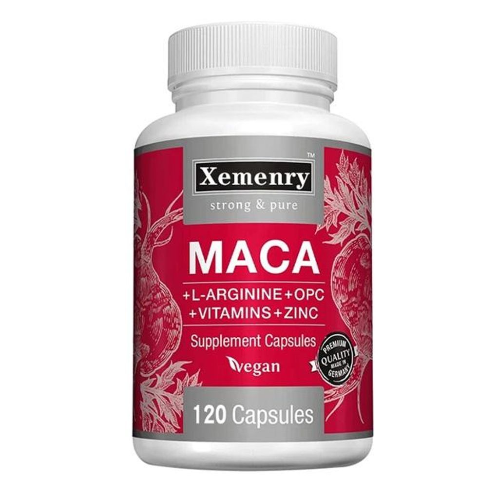 Maca + L-Arginin, Vitamins, Zinc (120 Kapseln) Nahrungsergänzungsmittel, Energie, Ausdauer, Stärke, Kraft, Männergesundheit, Fitness, Libido