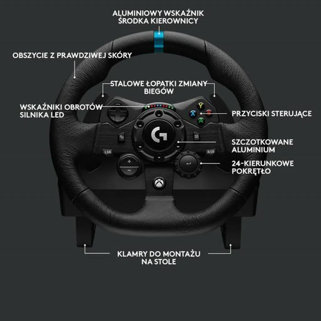 Volant de course Logitech G923 Trueforce de simracing pour Xbox et PC - 36