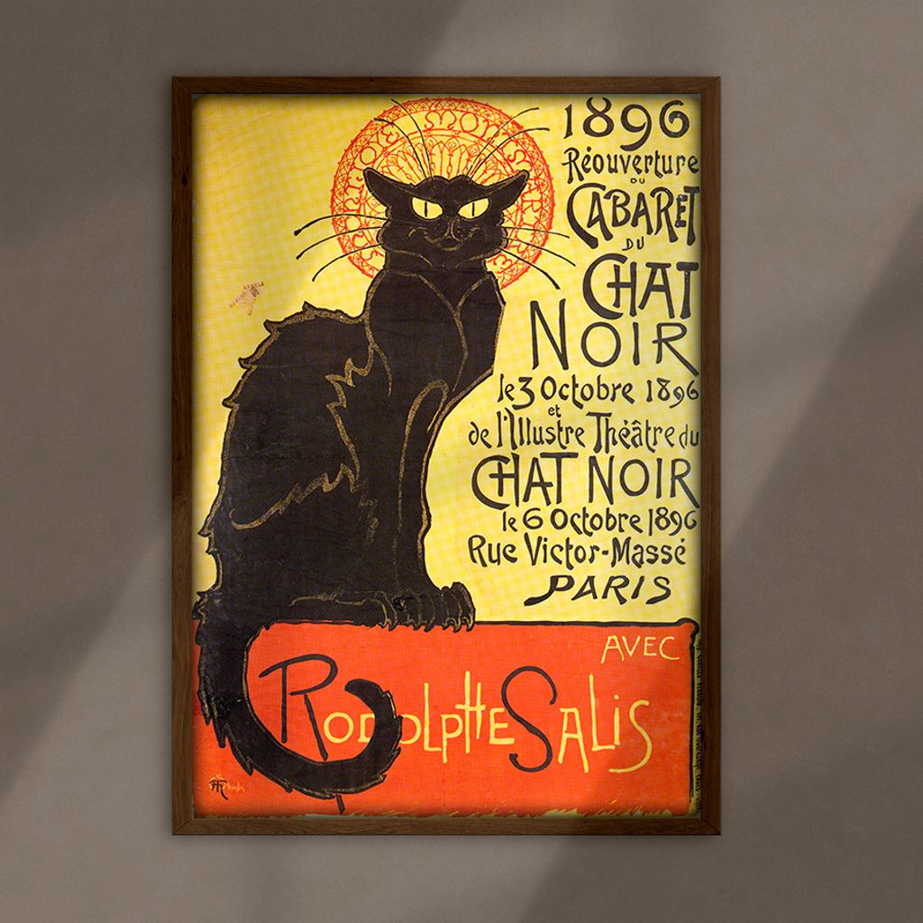 Modisches Plakat - Schwarze Katze Paris - A1 (59,5 cm x 84 cm)