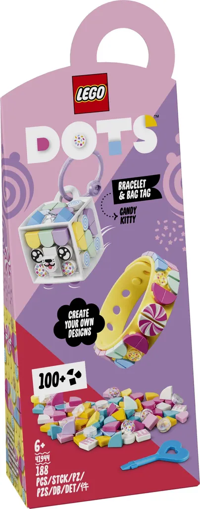 Bracelet Candy Kitty LEGO 41944, tuiles pastel et motifs de chat