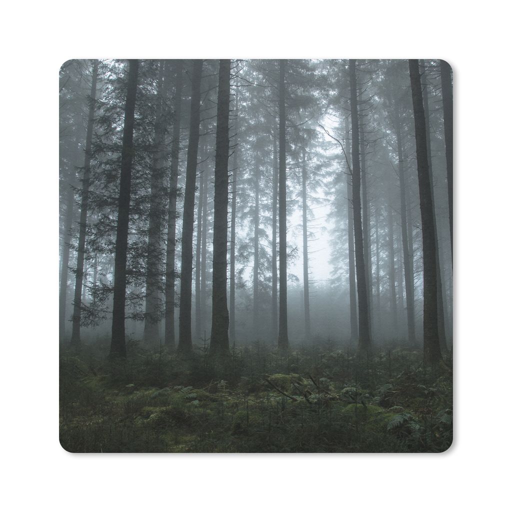 MuchoWow Mauspad Mousepad Wald - Licht - Nebel 20x20 cm - Mousepads - Maus Mat - Pad - Mausunterlage - Desk Mat - Bureauartikeln