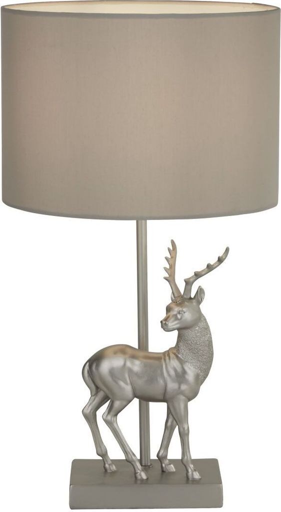 Nachttischlampe Stoff Metall E27 42,5 cm Grau Klassisch