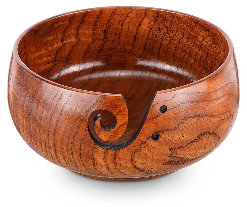Garnschale Holz 15x8cm für Wolle, Strickschale, Wollschale, Garnhalter, verhindert Verheddern, für Strick und Häkelprojekte