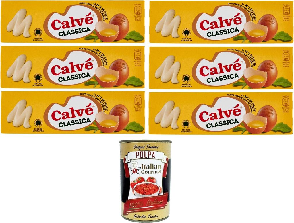Calvé Calve Klassik Mayonnaise mayonaise Soße Sauce Mayo Imbiss Fritten 6x 150ml + Italian Gourmet polpa 400gr