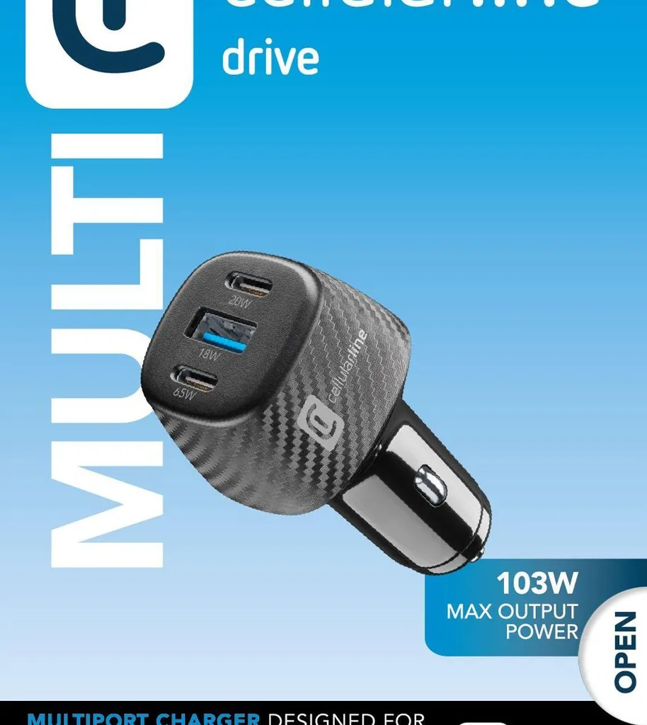 Cellularline Multipower 130W: Il Caricabatterie Auto per tutta la Famiglia