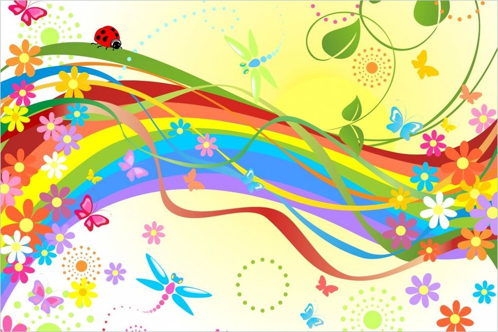 Wallario Poster - Regenbogen im Sommer - Bienchen und Blümchen, Kunstdruck Größe: 61 x 91,50 cm