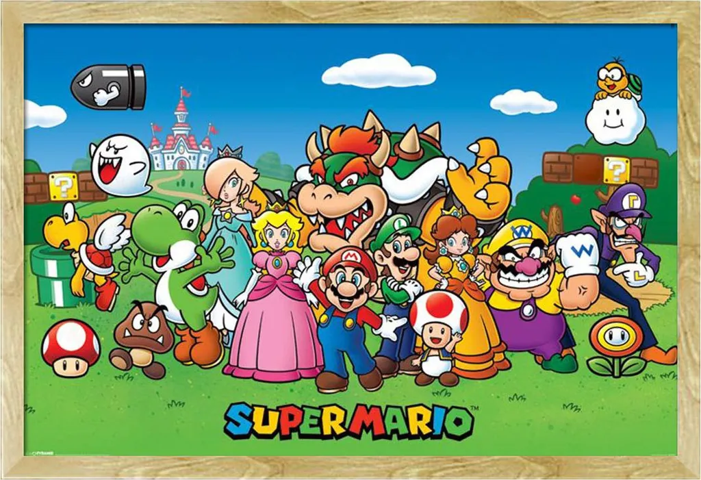 Poster Nintendo Super Mario con Cornice Shinsuke Faggio MDF 61x91,5