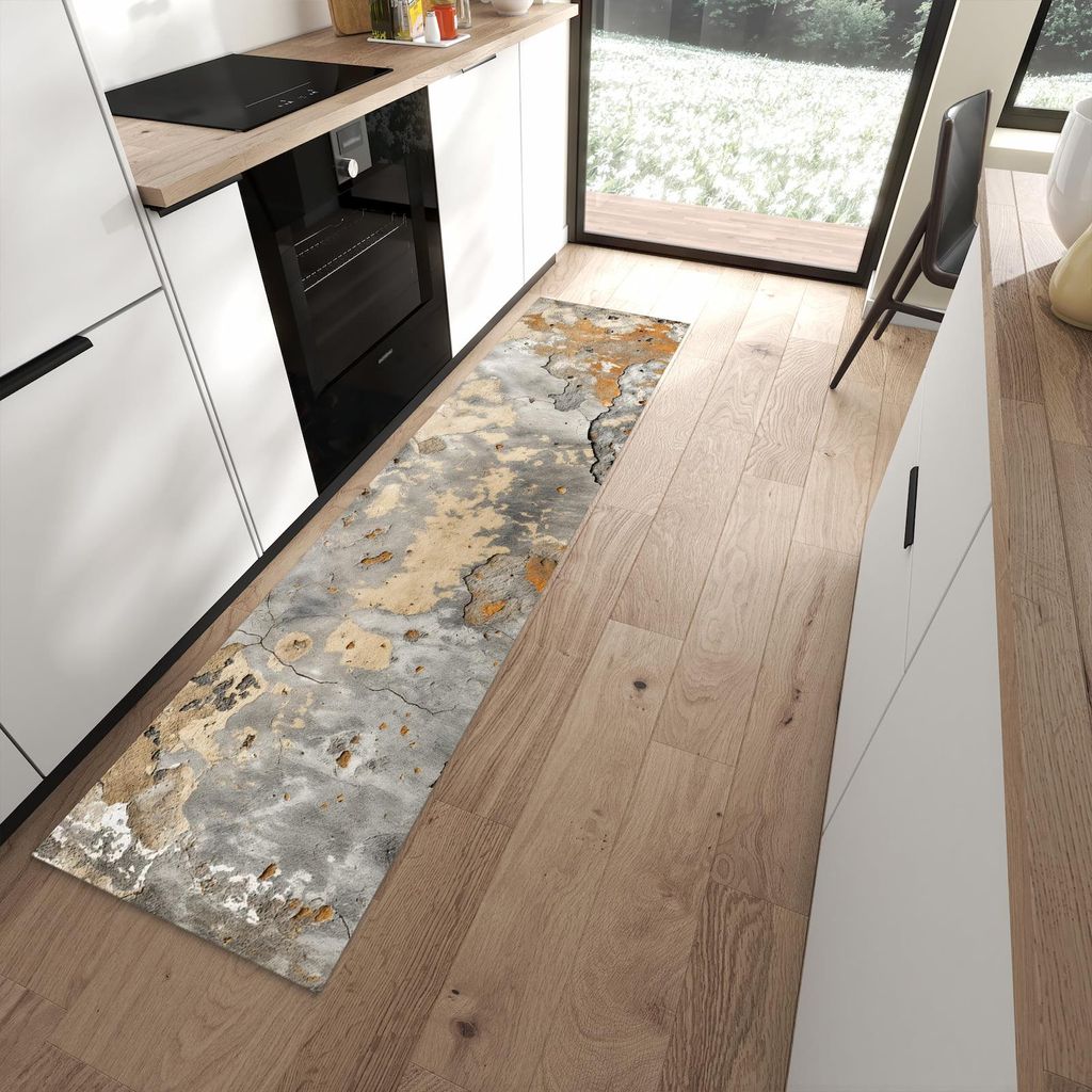 Küchenteppich 60x240cm rutschfest & abwischbar PVC Läufer - Wand Verwitterte