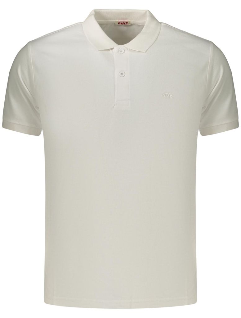 Herren Weißes Kurzarm Poloshirt mit Stickerei und 2 Knöpfen