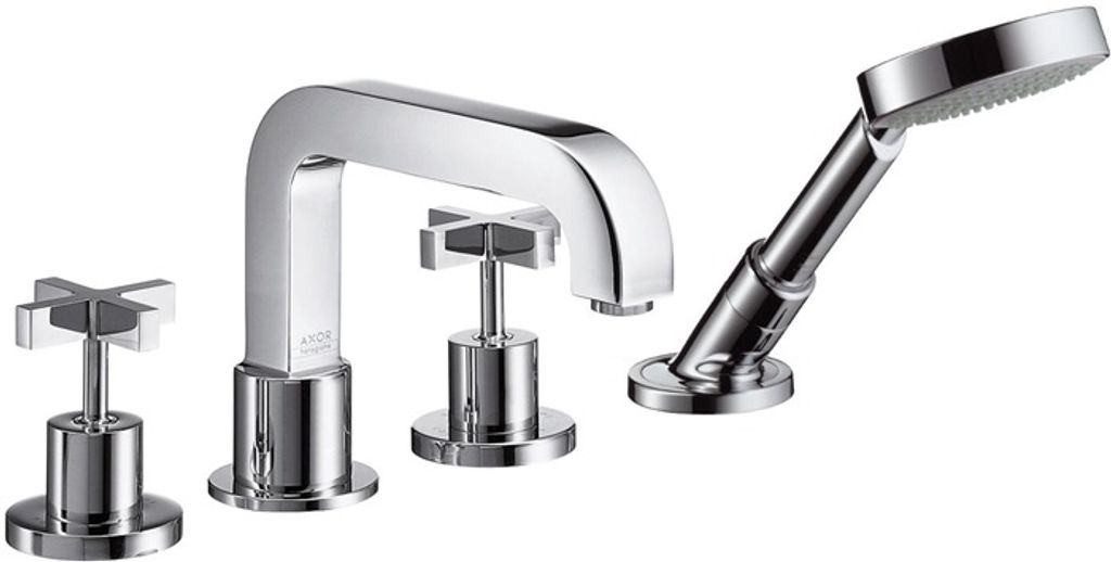 hansgrohe 4-Loch Wannenrandarmatur AXOR CITTERIO DN 15, mit Kreuzgriffen und Rosetten chrom